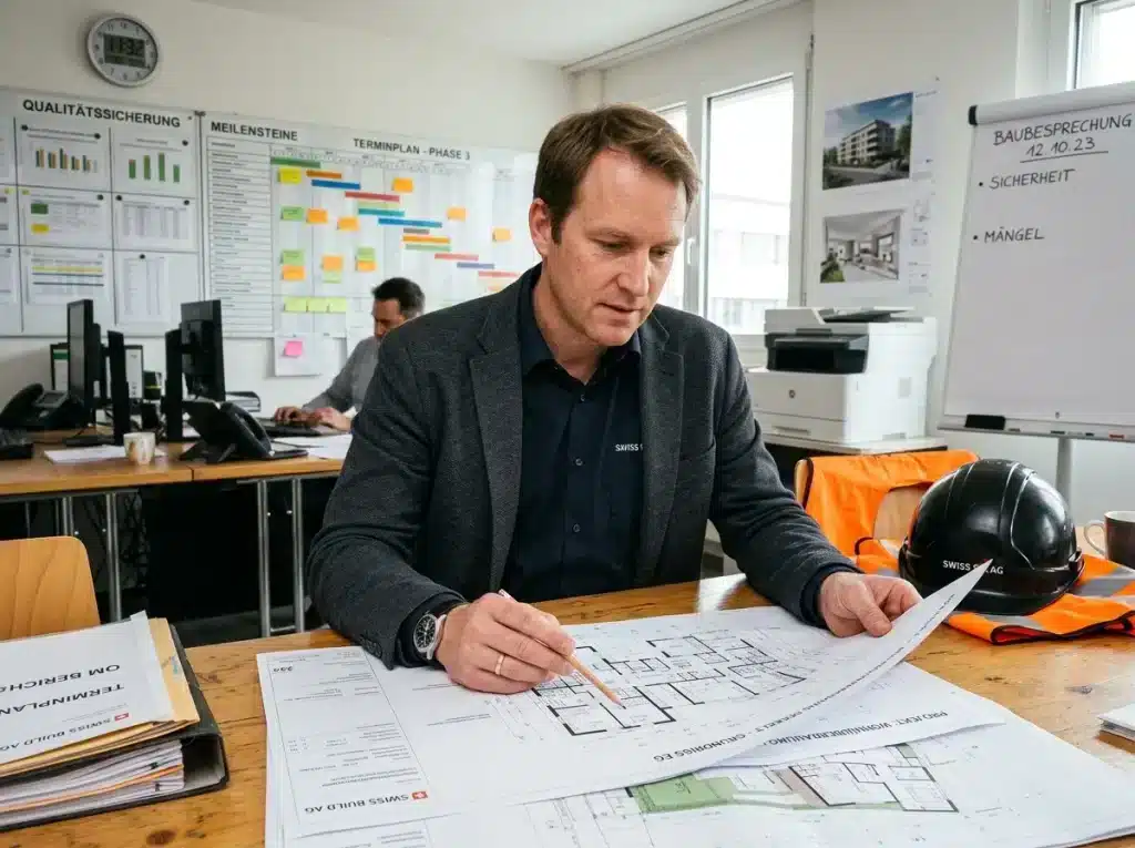 une expert du bâtiment épluchant les dossier d'un chantier pour les garanties
